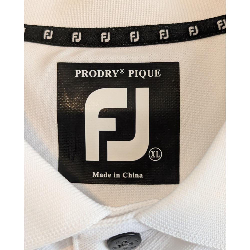 NWOT FootJoy ProDry Pique Golf Polo Shirt Mens XL White Green Short Sleeve NICE! - Picture 4 of 6